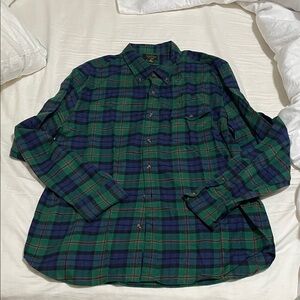 J. Crew Men's Plaid Shirt in Green and Navy - XL